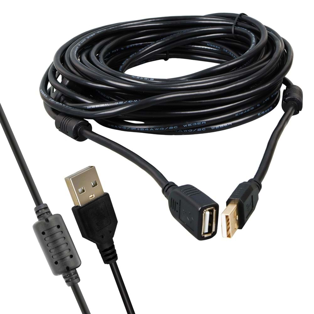 POWERMASTER PM-11955 10 METRE USB-A 2.0 DİŞİ ERKEK UZATMA KABLOSU SİYAHPOWERMASTER PM-11955 10 METRE USB-A 2.0 DİŞİ ERKEK UZATMA KABLOSU SİYAH