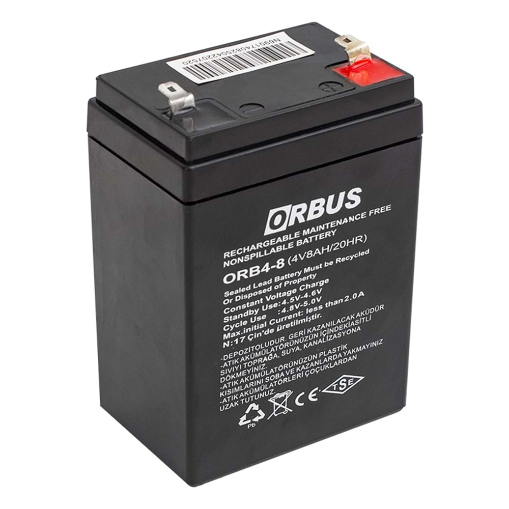 ORBUS ORB4-8 4 VOLT - 8 AMPER AKÜ DHL (68 X 45 X 95 MM)