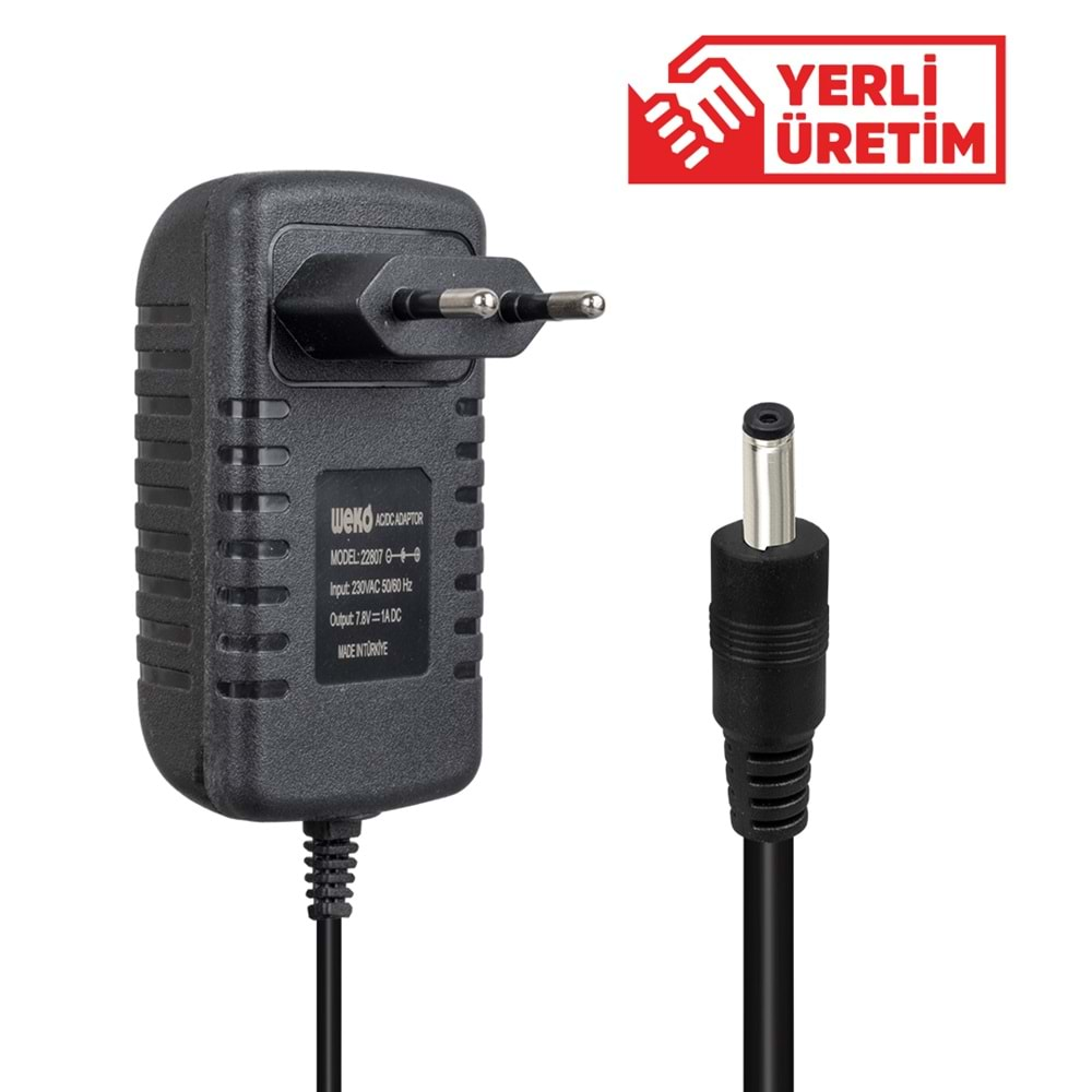 WEKO 7.8 VOLT - 1 AMPER 4.0*1.7 UÇLU KIRMIZI YEŞİL LEDLİ YERLİ ÜRETİM PRİZ TİPİ ŞARJ ADAPTÖRÜWEKO 7.8 VOLT - 1 AMPER 4.0*1.7 UÇLU KIRMIZI YEŞİL LEDLİ YERLİ ÜRETİM PRİZ TİPİ ŞARJ ADAPTÖRÜ