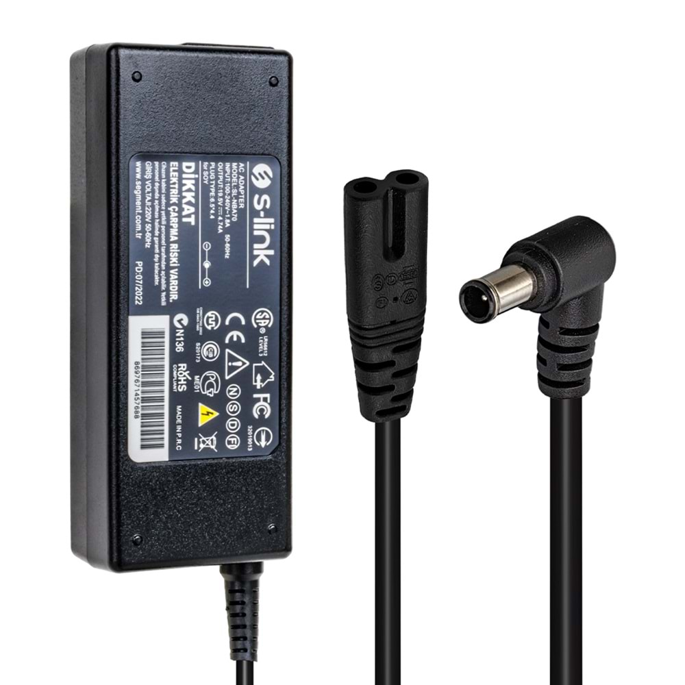 S-LINK SL-NBA70 90W 19.5 VOLT 4.74 AMPER 6.5X4.4 UÇLU SONY NOTEBOOK ADAPTÖR (SAMSUNG LED TV)S-LINK SL-NBA70 90W 19.5 VOLT 4.74 AMPER 6.5X4.4 UÇLU SONY NOTEBOOK ADAPTÖR (SAMSUNG LED TV)