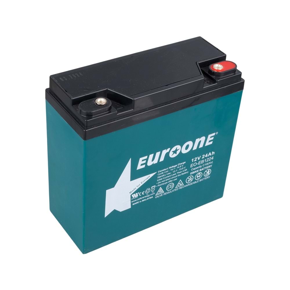 EUROONE EO-EB1224 12V 24AH E-BIKE ELEKTRİKLİ BİSİKLET AKÜSÜ (180 X 76 X 167 MM)EUROONE EO-EB1224 12V 24AH E-BIKE ELEKTRİKLİ BİSİKLET AKÜSÜ (180 X 76 X 167 MM)