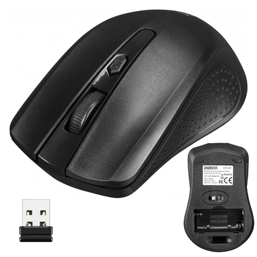 EVEREST SMW-487 USB SİYAH 2.4GHZ 1500 DPI OPTİK KABLOSUZ MOUSEEVEREST SMW-487 USB SİYAH 2.4GHZ 1500 DPI OPTİK KABLOSUZ MOUSE