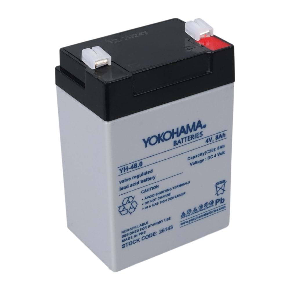 YOKOHAMA YH-48.0 4 VOLT - 8 AMPER KURU AKÜ (68 X 45 X 95 MM)YOKOHAMA YH-48.0 4 VOLT - 8 AMPER KURU AKÜ (68 X 45 X 95 MM)
