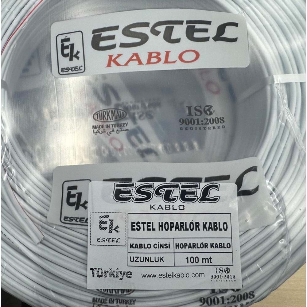 ESTEL 2*0,75 KORDON KARIŞIM KABLO(HOPARLÖR SİNYAL BEYAZ KODLU PVC)