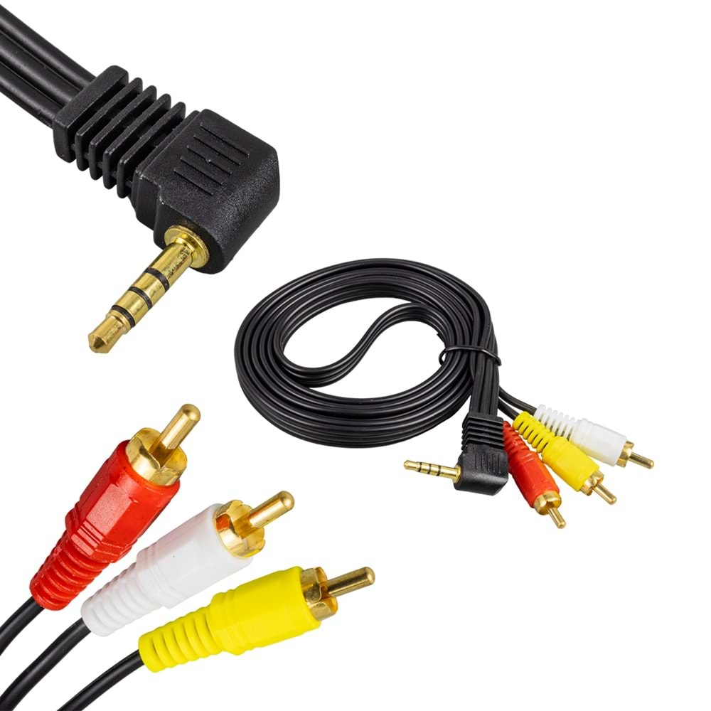 FULLY G-523A 3.5 MM STEREO ERKEK / 3 RCA 1.2 METRE UZUN JACK UYDU ALICISI AV KABLO (3157=2884)