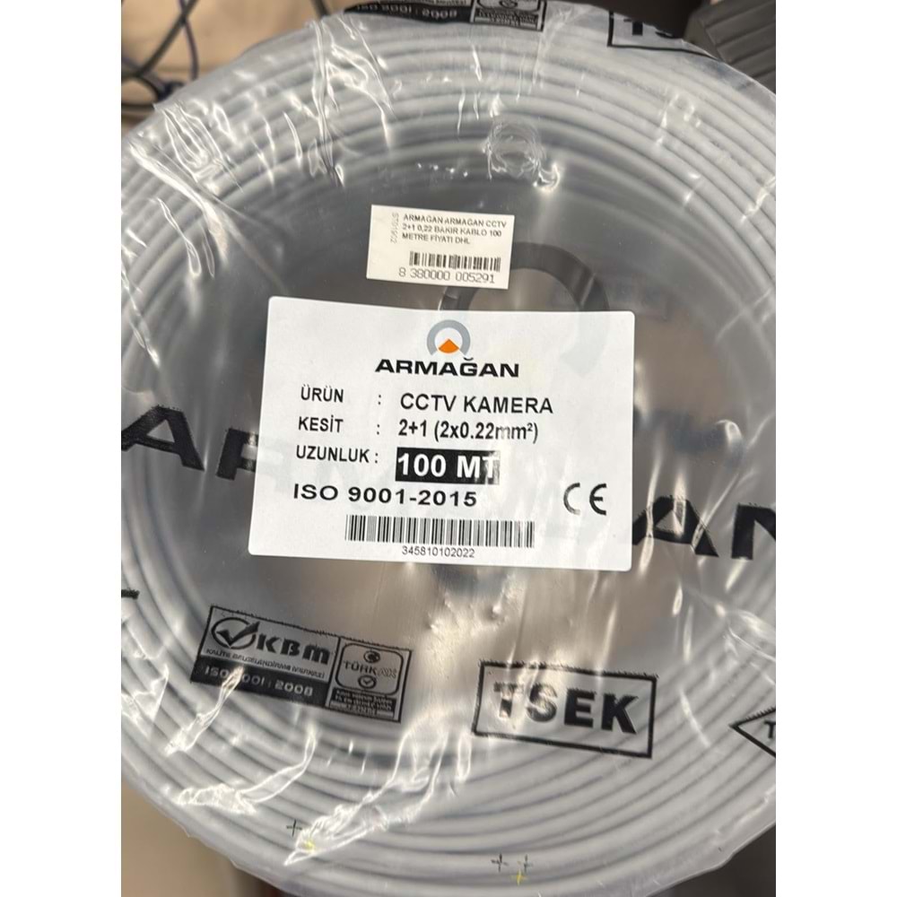 ARMAĞAN ARMAĞAN CCTV 2+1 0,22 BAKIR KABLO 100 METRE FİYATI DHL