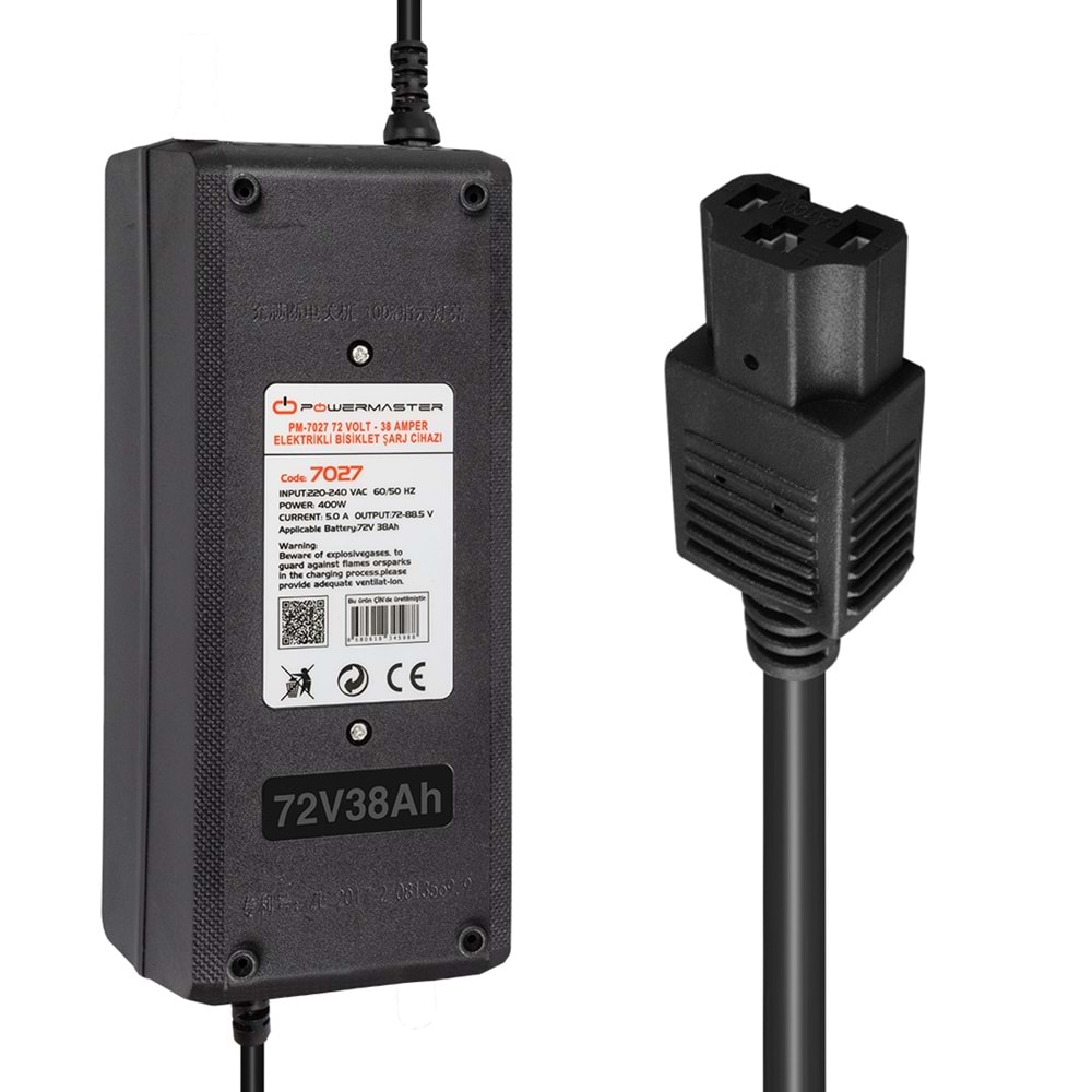 POWERMASTER PM-7027 72 VOLT - 38 AMPER ELEKTRİKLİ BİSİKLET ŞARJ CİHAZIPOWERMASTER PM-7027 72 VOLT - 38 AMPER ELEKTRİKLİ BİSİKLET ŞARJ CİHAZI