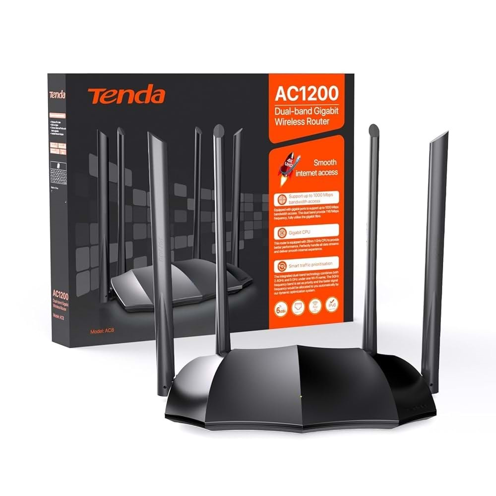Tenda AC8 1200 Mbps 4 Portlu Router 4 Anten Router