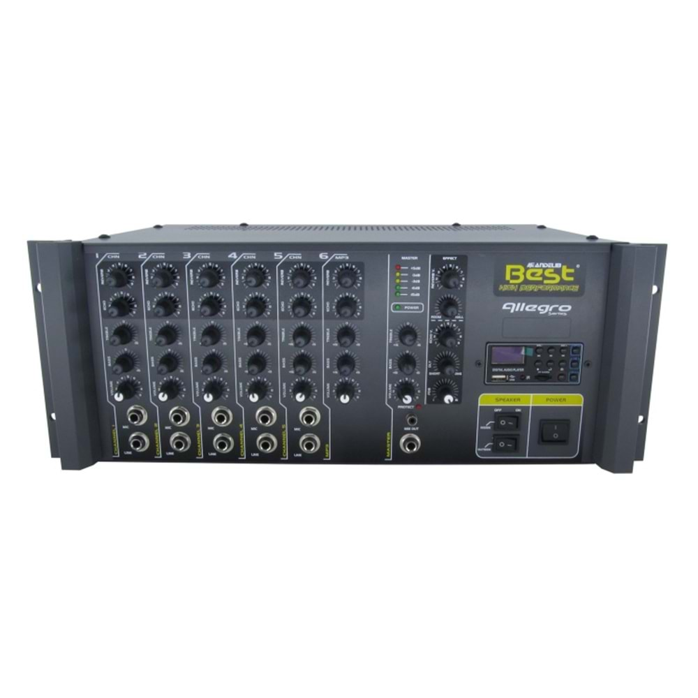 DETEC ALLEGRO 300 W MONO 6 KNL REVERB USB 100 V ANFİ