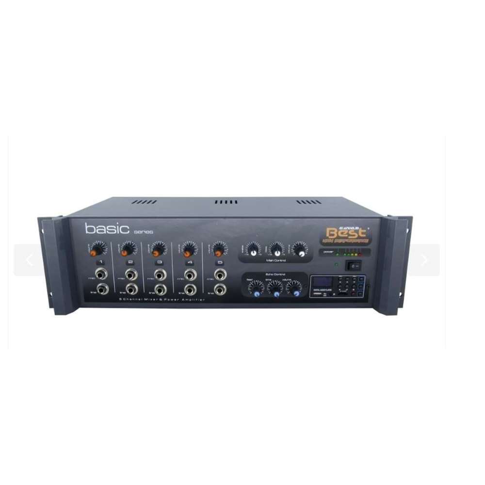 BEST BASIC 250 W 5 KANAL (5MIC/LİNE) ECHO USB 100 V AMFİ