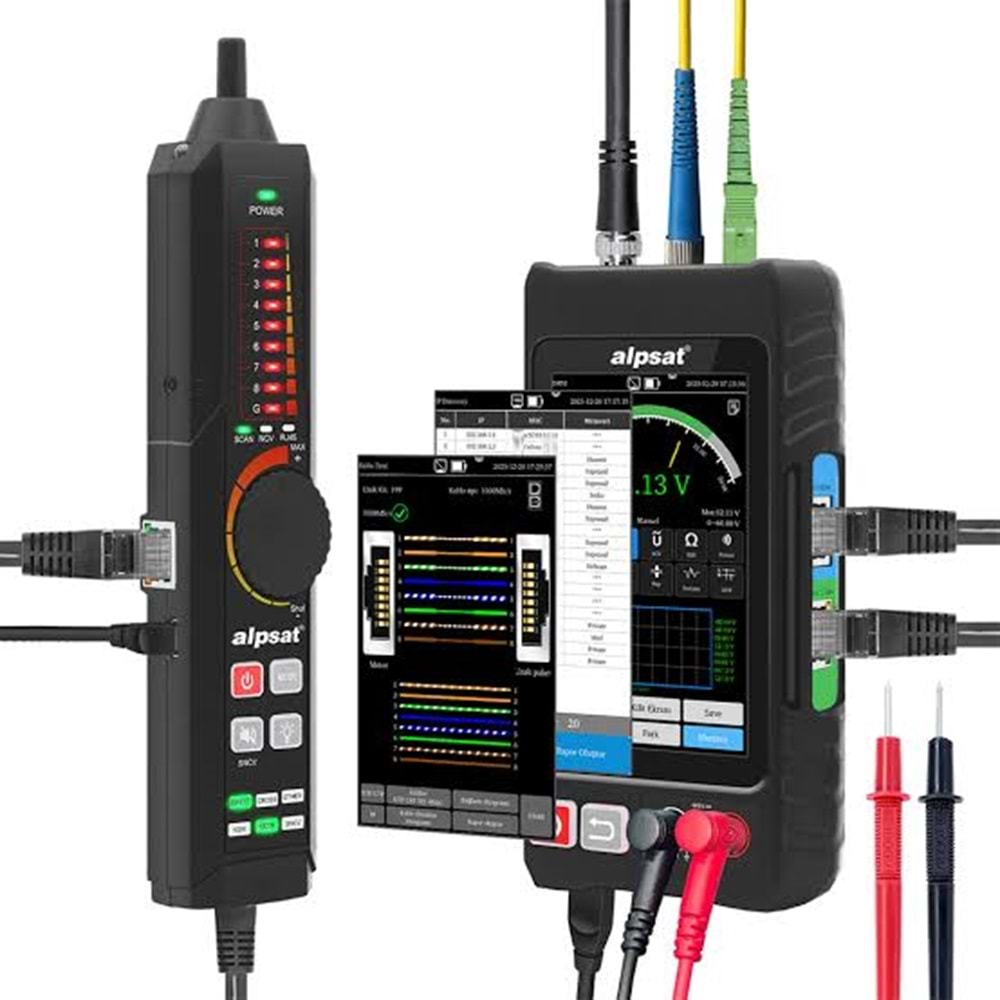 AS328 ALPSAT RJ45 Ağ Kablosu, Fiber Kablo ve Zayıf Akım Kablosu Test Cihazı DHL