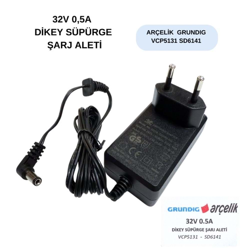Swat ATZ443 32 Volt 0.5 Amper Arçelik Grundig Dikey Süpürge Şarj Adaptörü