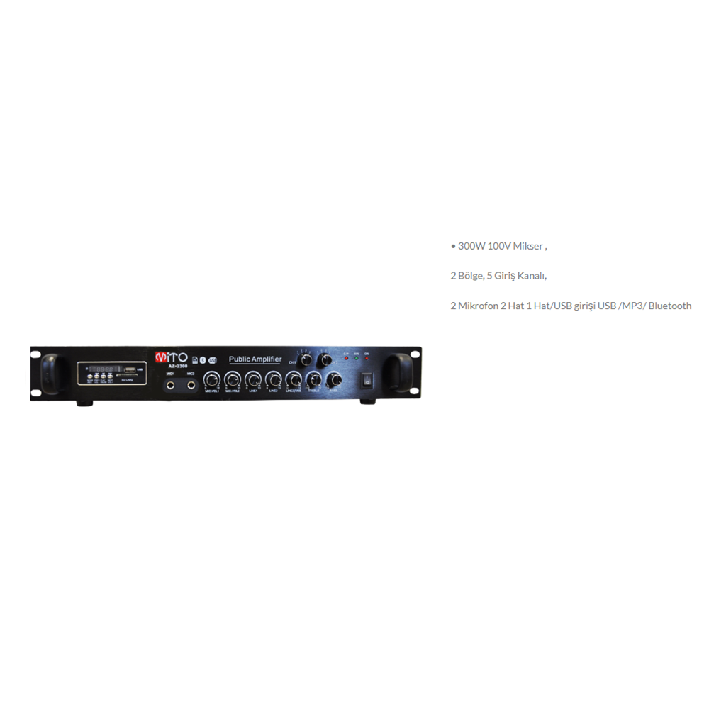 MİTO 300 W 2 BÖLGELİ HAT TRAFOLU MİKSER AMFİ