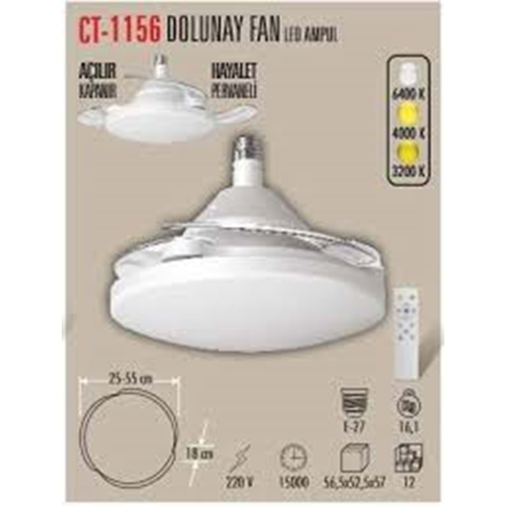 CT-1156 Cata Dolunay Fan Led Ampul (Hayalet Pervaneli) 3 Renk