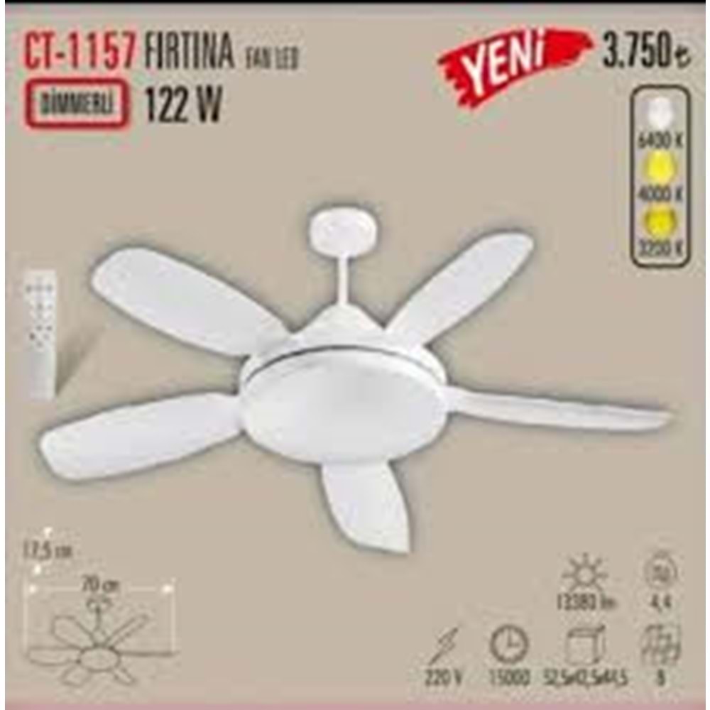 Cata Ct 1157 Fırtına 122w Fanlı Led Ampül 6400k Beyaz Işık