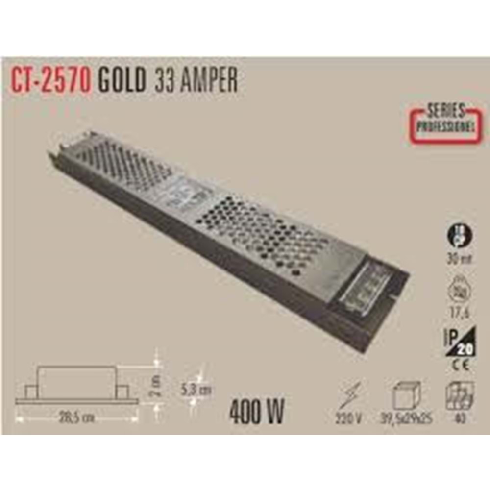 CATA CT-2570 1.kalite gold seri 12 Volt 33 Amper 400 Watt Ultra Slim LED ...