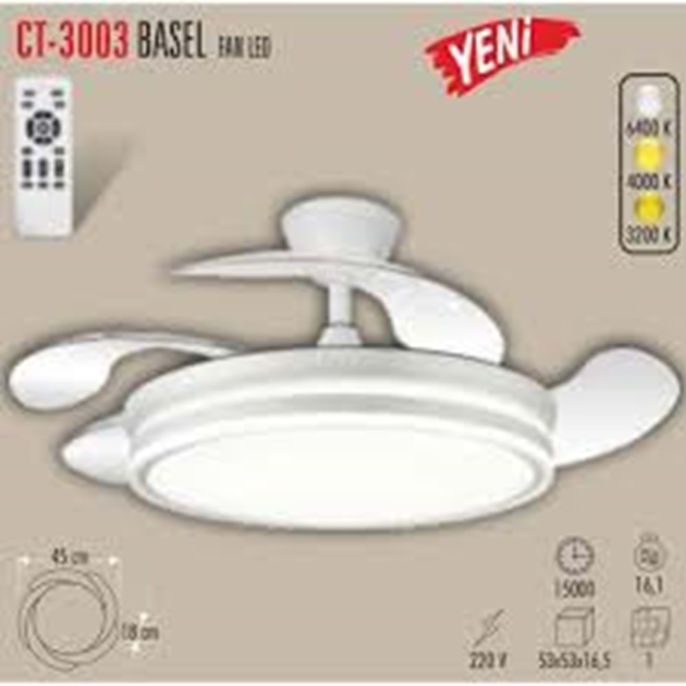 Cata Basel Tavan Vantilatör Led Aydınlatma 132cm (52inç)