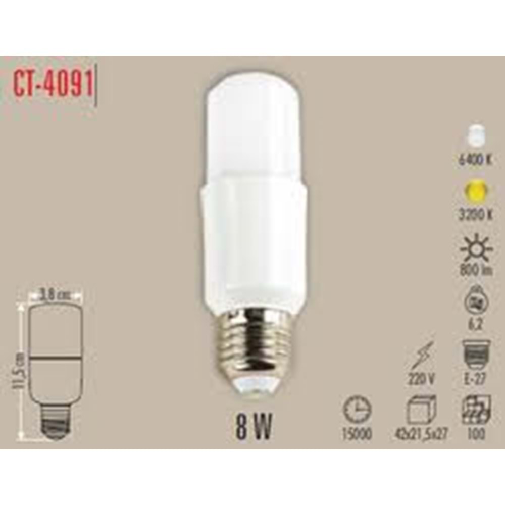 CATA 8 WATT LED BUJİ AMPUL BEYAZ- GÜNIŞIĞI