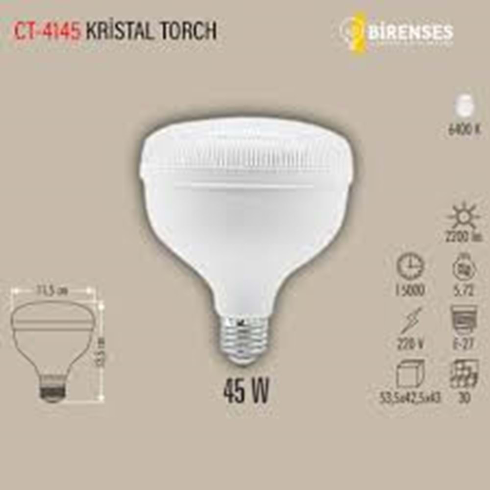 Cata Ct 4145 Kristal 45W Torch LED Ampul 6400K Beyaz ...