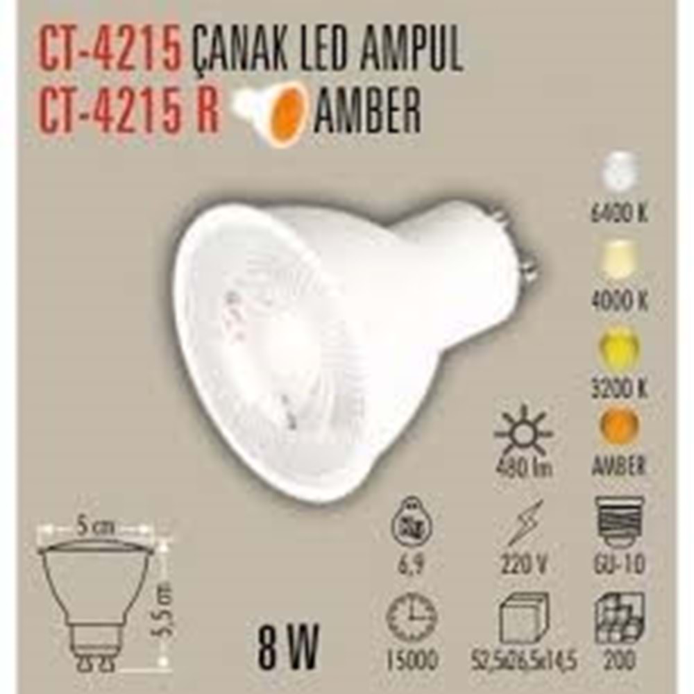CATA CT-4215 AMBER ÇANAK LED AMPÜL