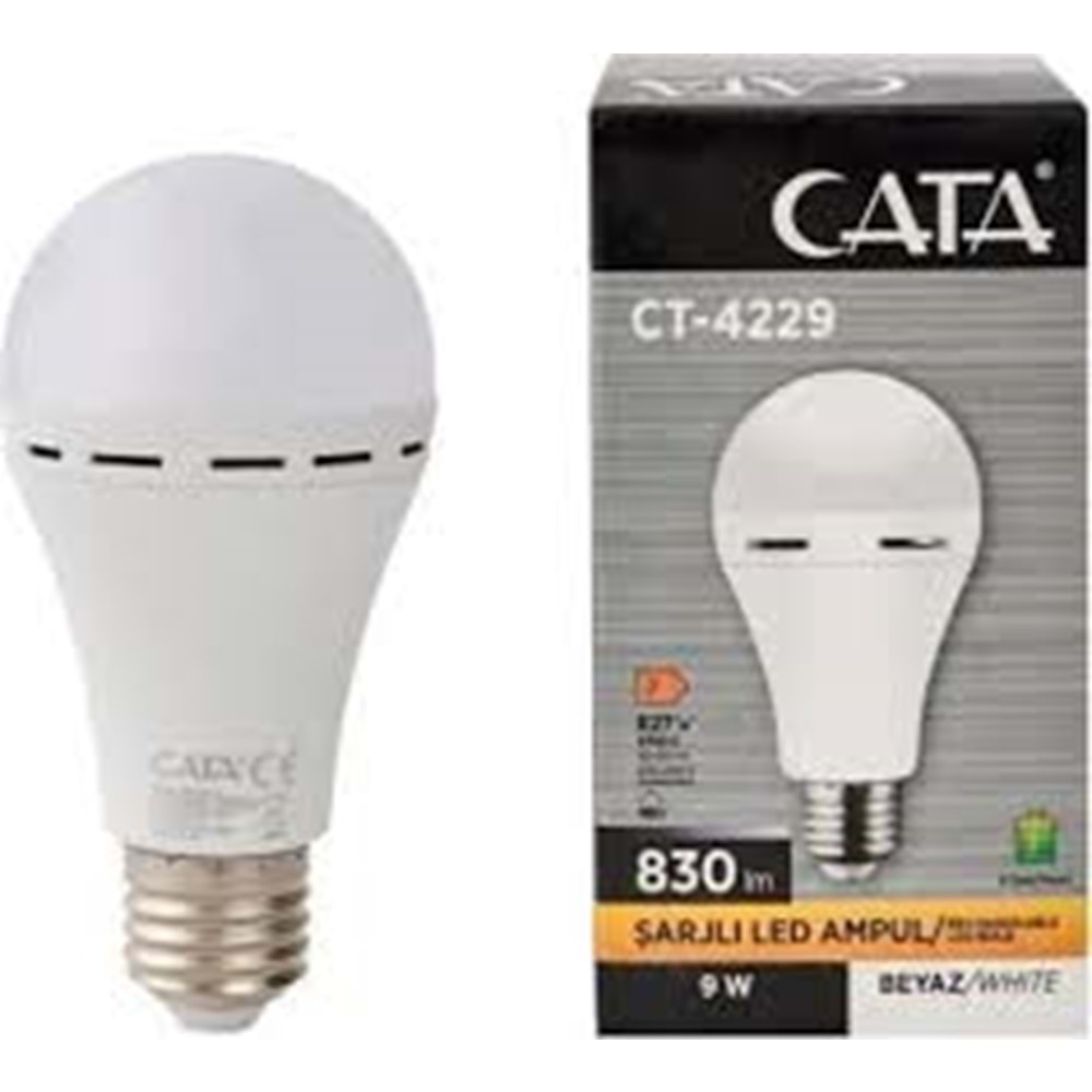 Cata 9 Watt E27 Duylu Şarjlı Led Ampul CT-4229 Beyaz Işık