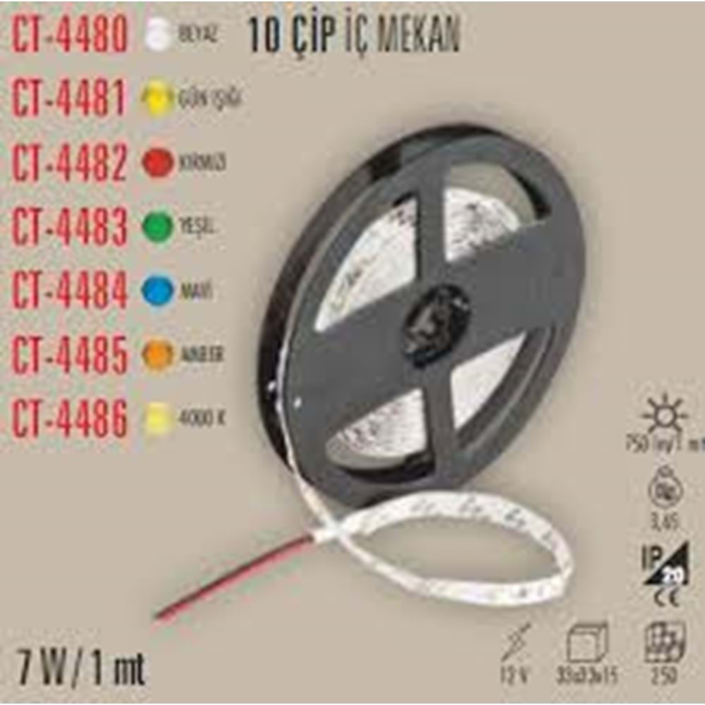 CATA 10 ÇİPLİ ŞERİT LED BEYAZ 5MT FİYATI