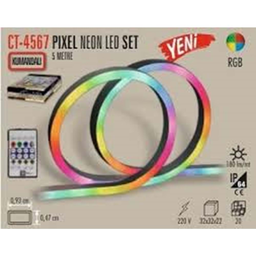cata ct-4567 piksel neon led usb girişli 5v 5 metre kumandalı ...