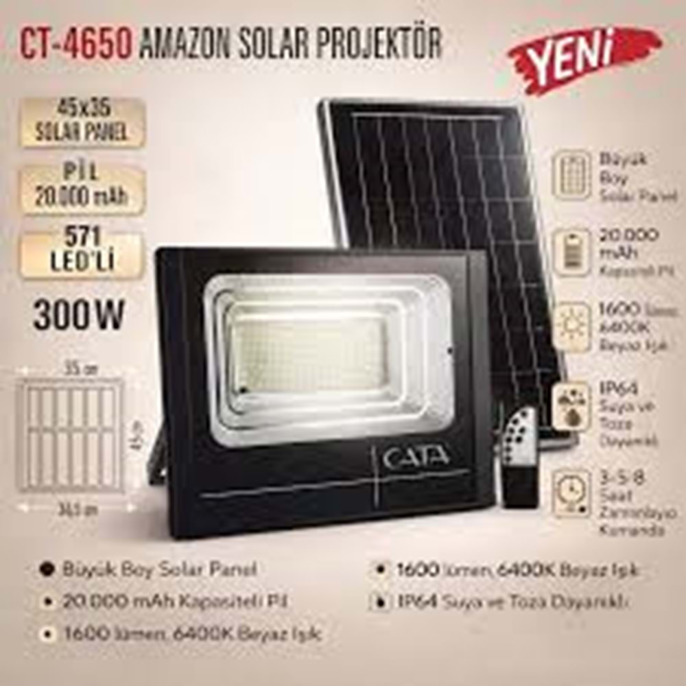 Cata Ct 4650 Kumandalı 300W Solar LED ...