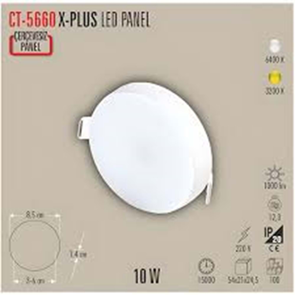 Cata 10w Xplus Ayarlanabilir Led Panel Ct-5660 ...BEYAZ-GÜNIŞIĞI