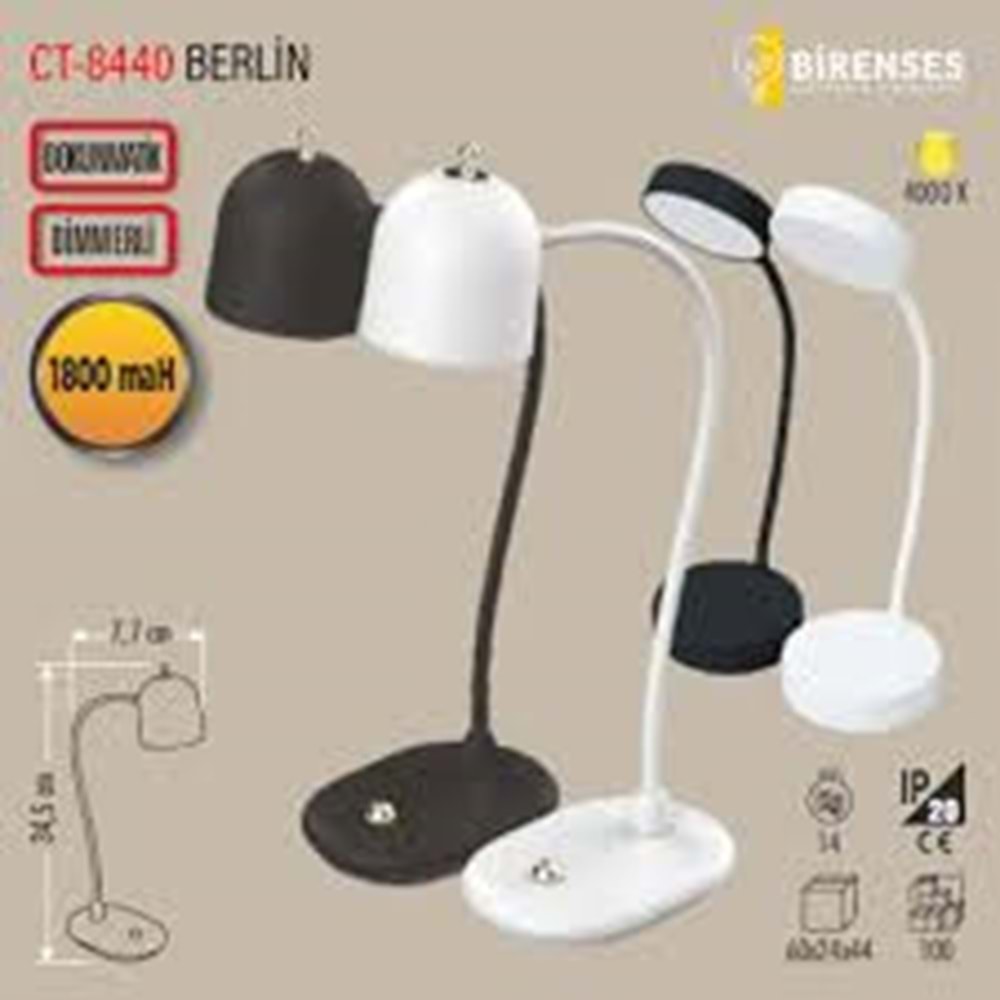 Cata CT-8440 Berlin Dokunmatik Şarjlı Masa Lambası