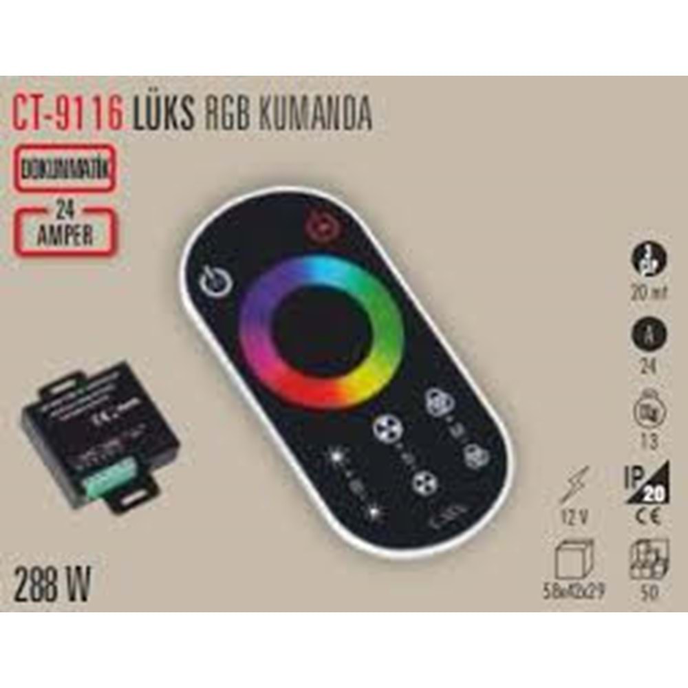 Cata CT-9116 24 Amper Siyah RGB Şerit Led Kumanda