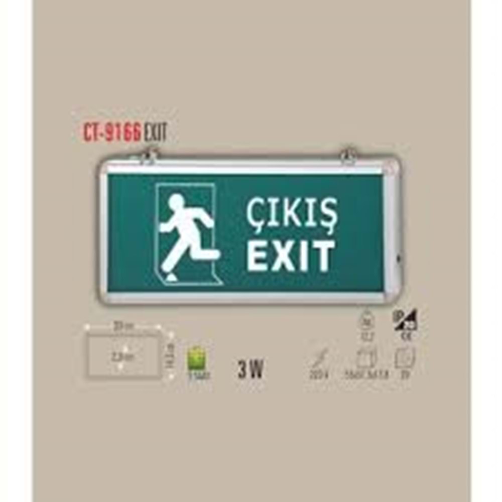 Cata CT-9166 Exit Uyarı Levhası Armatürü