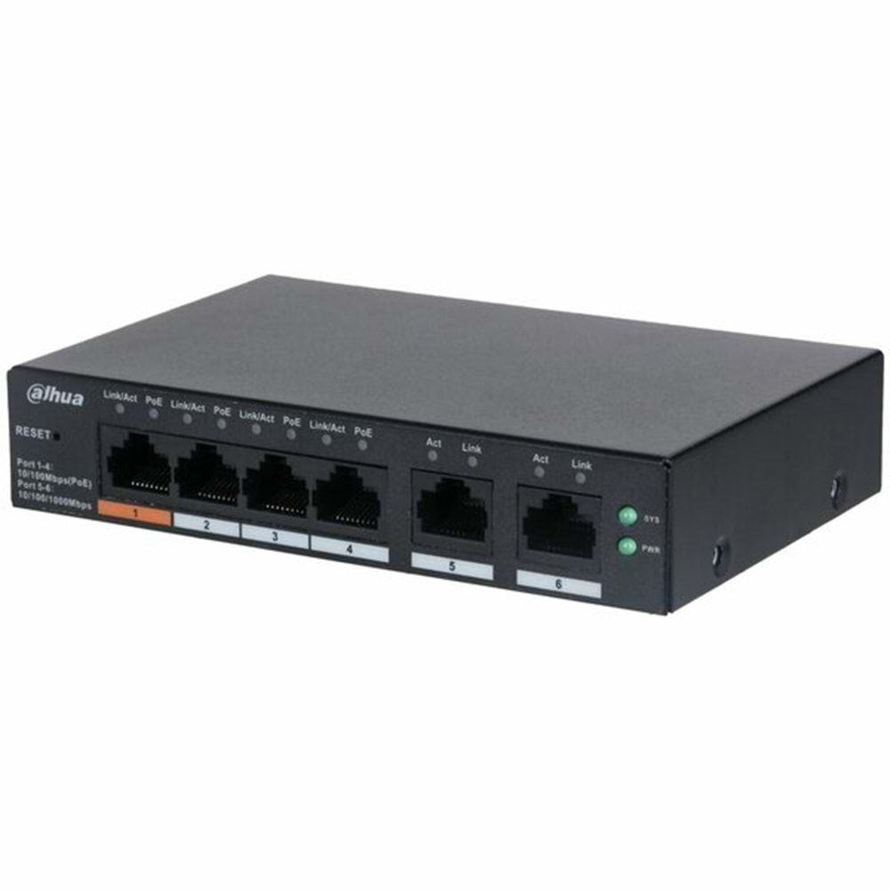 DAHUA 6-PORT YÖNETİLEBİLİR 4-PORT PoE BULUT SWITCH