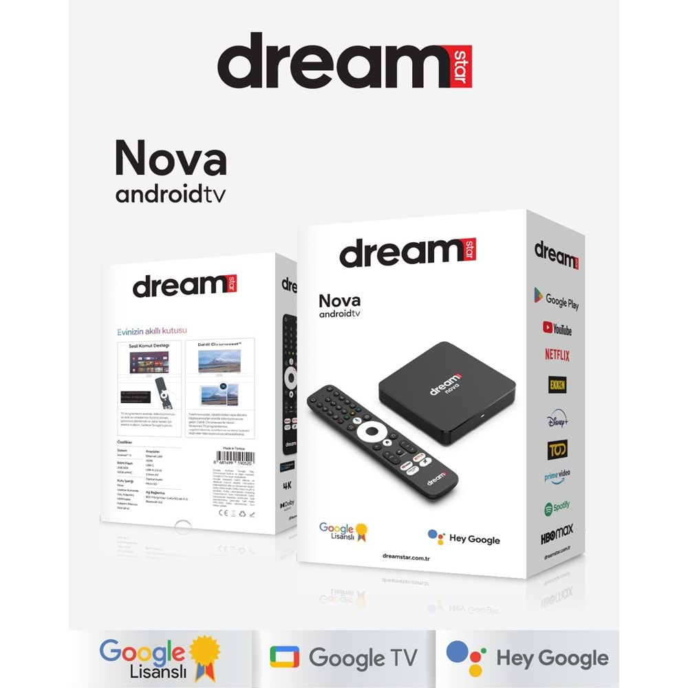 DREAMSTAR NOVA ANDROID TV GOOGLE LISANS