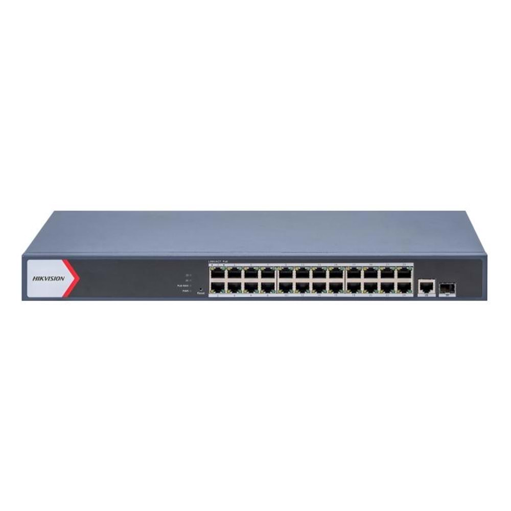 HIKVISION SWITCH POE GIGABIT RACK MOUNT 24 PORT (230W TOPLAM GÜÇ,300 METREYE KADAR DESTEK,6KV AŞIRI GERİLİM KORUMASI)