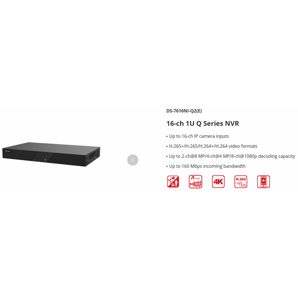 HIKVISION IP NVR 16 KANAL KAYIT CİHAZI POESİZ (H.265,2 X 8 TB HDD,ÇİFT YÖNLÜ SES DESTEĞİ,8 MP KADAR DESTEK)