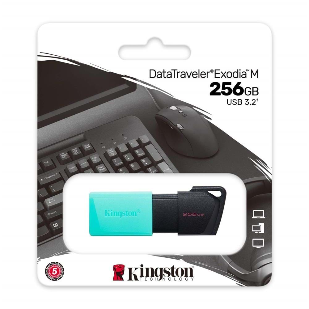 Kingston 256GB USB3.2 Gen1 DataTraveler Exodia M (Black + Teal) Flash Bellek