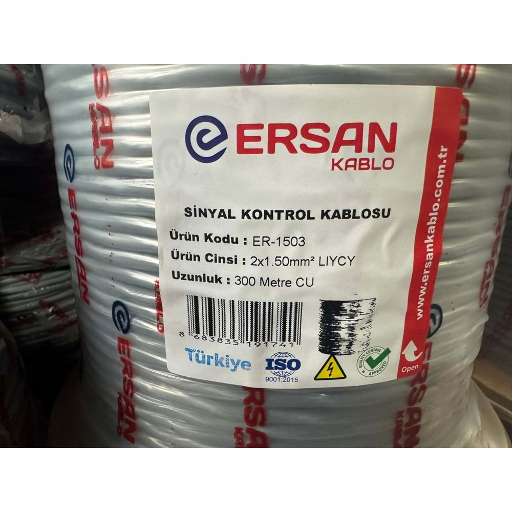 ERSAN 2*1,5 MM BAKIR LIYCY HOPARLÖR KABLOSU 300 METRE FİYAT