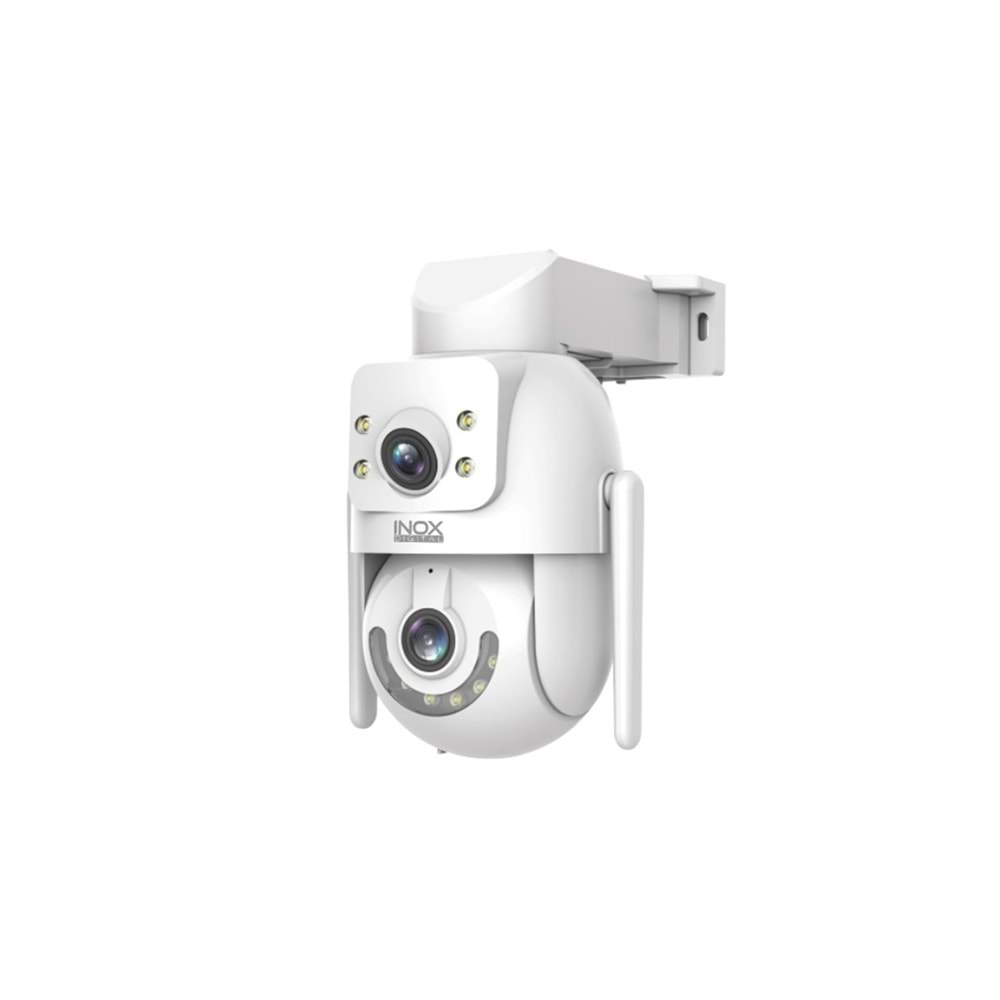 INOX 3 MP + 3 MP ÇİFT LENS Wi-Fi PTZ KAMERA (UYGULAMA:HiEasy,128GB SD KART DESTEK,1SABİT KAMERA ,1 PTZ KAMERA,2 KAMERAYI NVR KAYIT CİHAZINA KABLOLU VEYA KABLOSUZ EKLEME,GECE RENKLİ GÖRÜŞ,HAREKET TAKİP,HAREKET ALGILAMA,DAHİLİ HOPARLÖR,DAHİLİ MİKROFON)