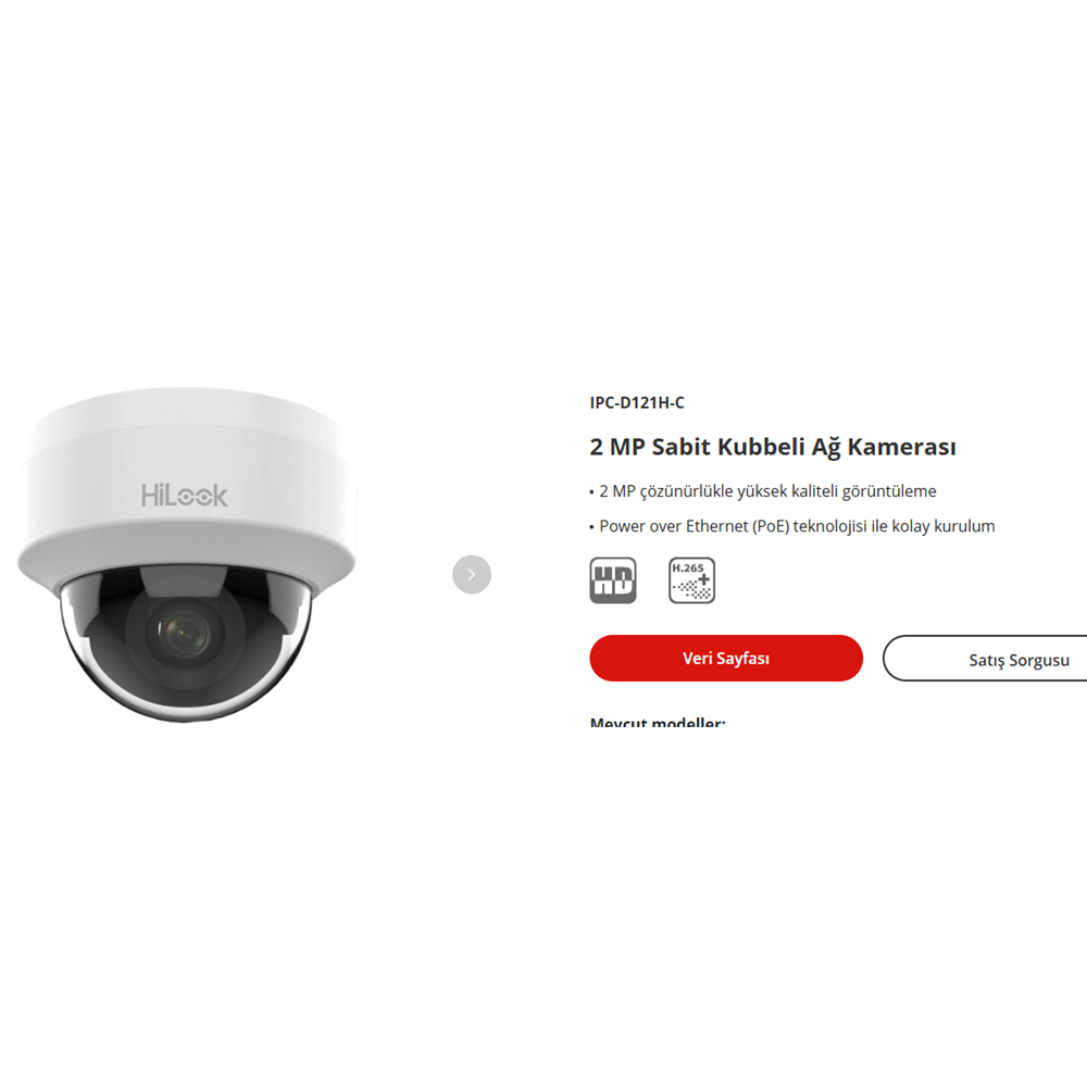 HİLOOK 2 MP IP DOME KAMERA 2,8MM CAM FANUSLU