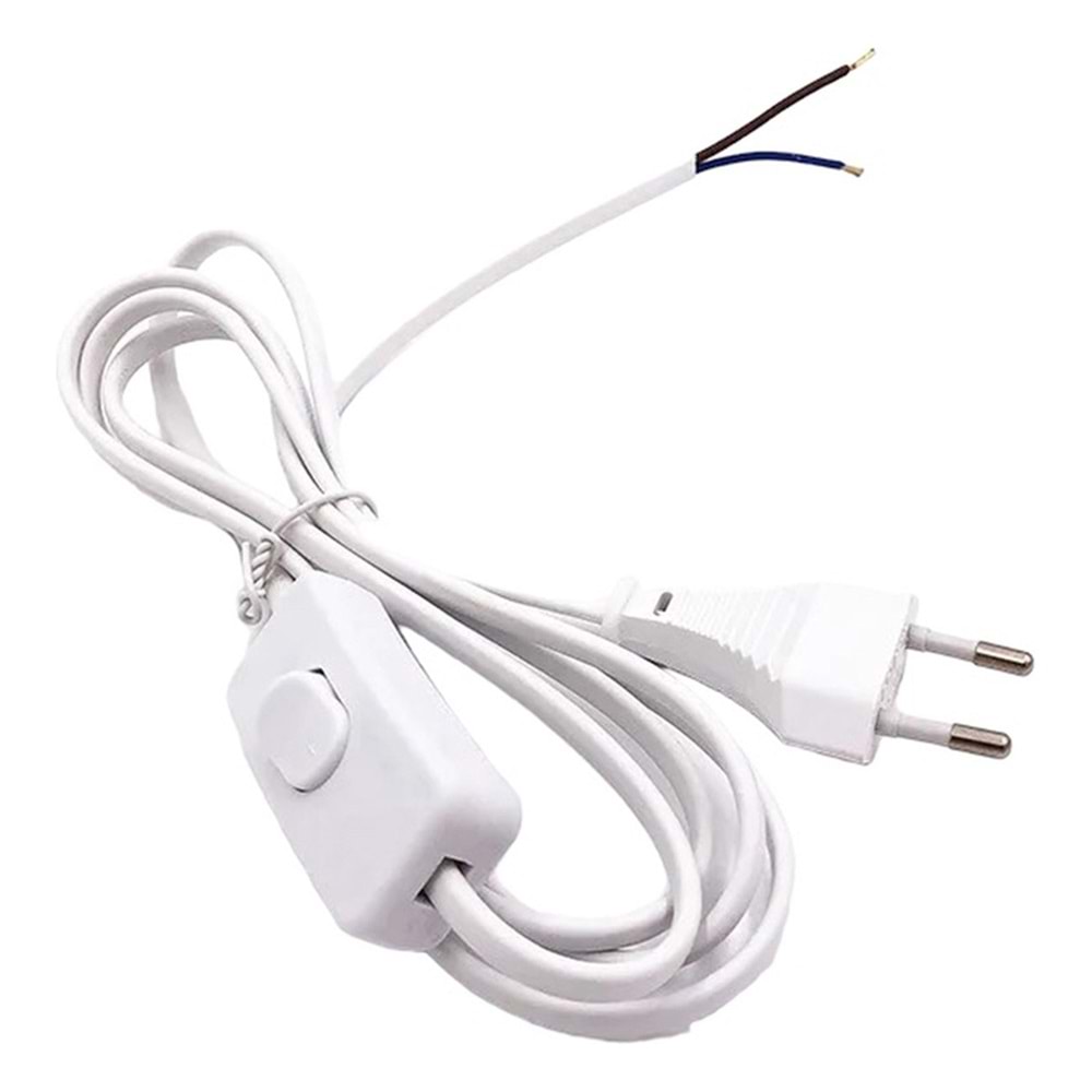 SLine İthal Power Kablo 2 Pin Anahtarlı KABLO SİYAH-BEYAZ DHL