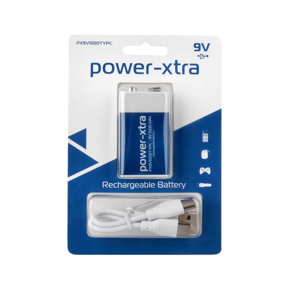 POWER-XTRA 9V 1000 MAH LITHIUM TYPE-C ŞARJLI PİL