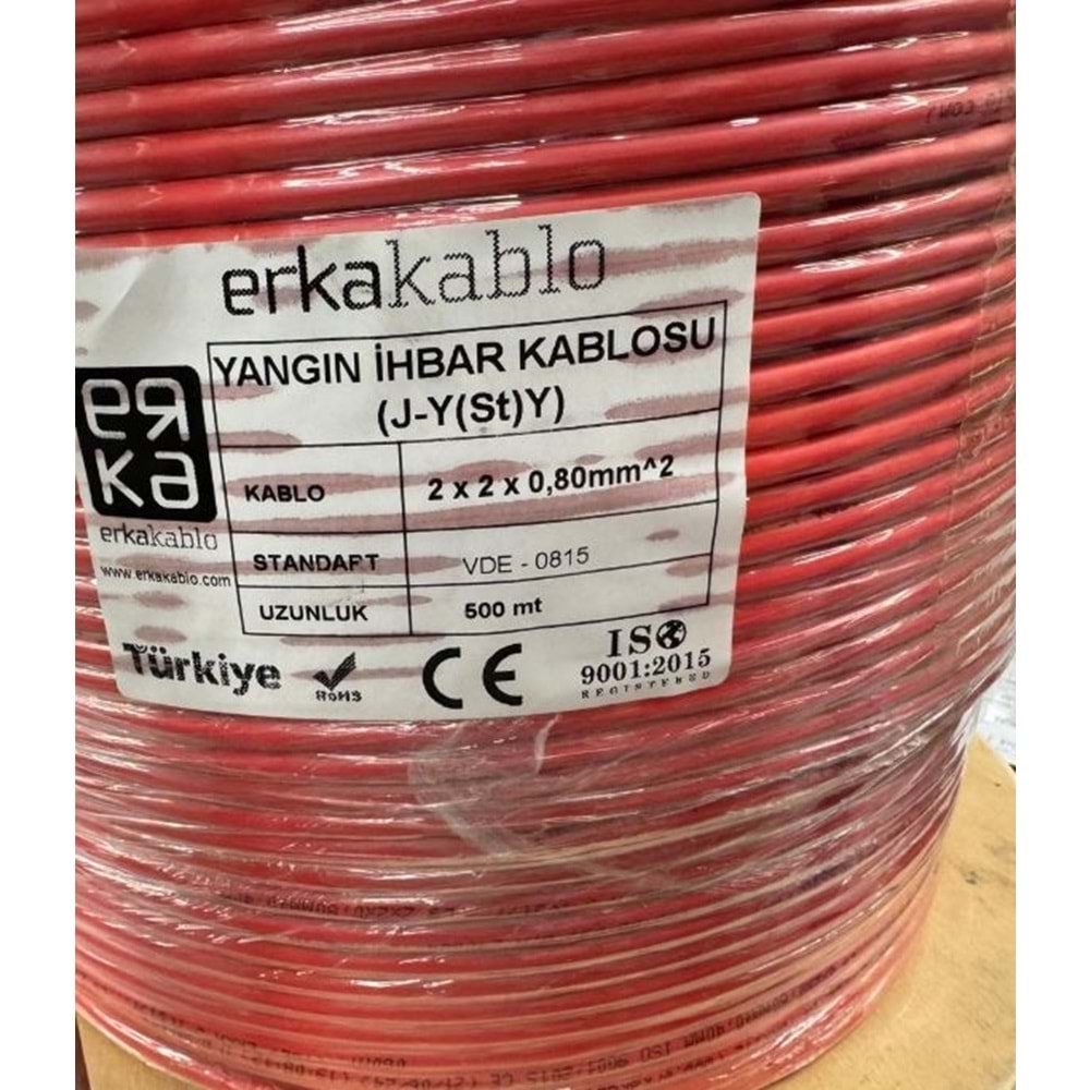 ERKA ERKA BAKIR NET FİYAT YANGIN İHBAR KABLOSU J-Y(ST)Y 2*2*0,80MM 500 METRE FİYAT