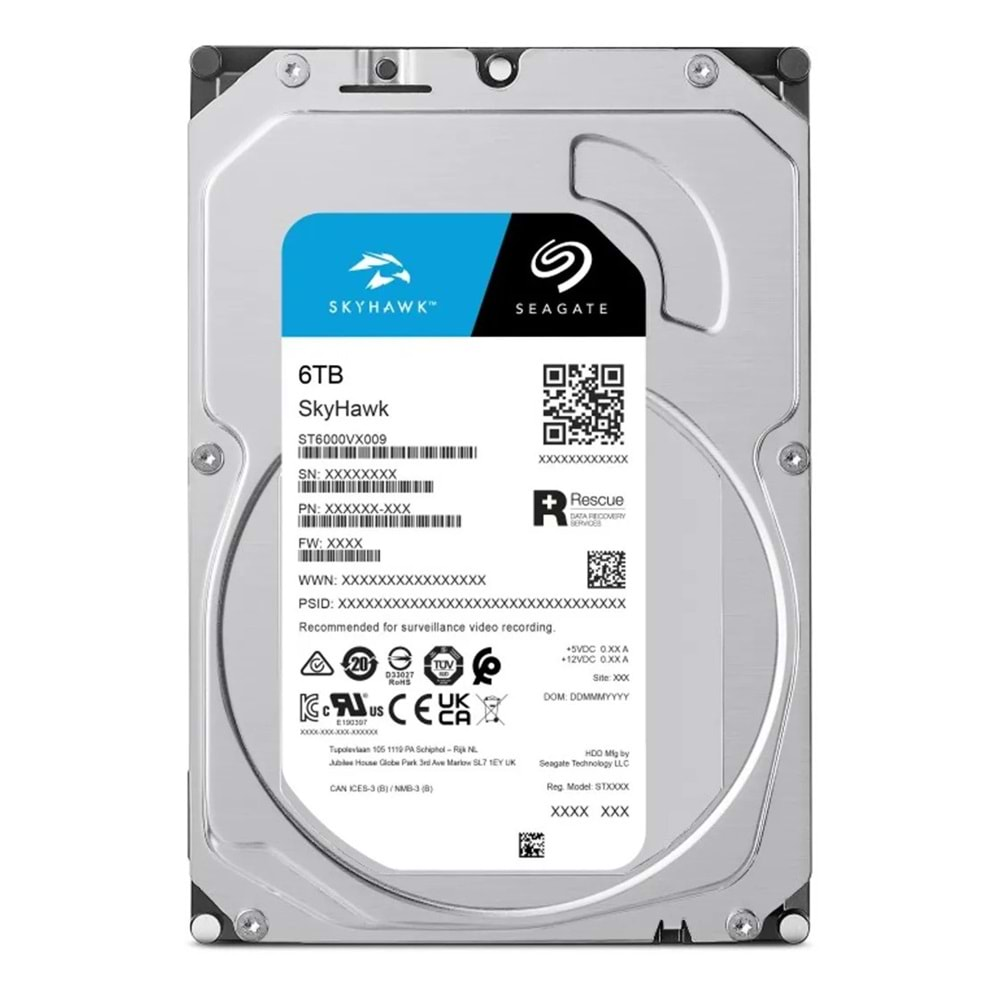 SEAGATE 6 TB 3.5 SKYHAWK SATA 5400RPM 256MB 7/24 GUVENLIK ST6000VX009 (RESMI DIST GARANTILI)