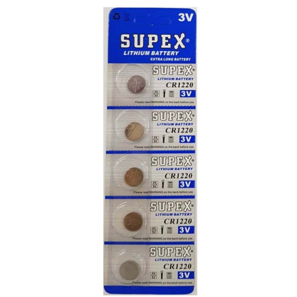 SUPEX CR1220 3V LİTYUM PİL 5 Lİ BİLİSTER