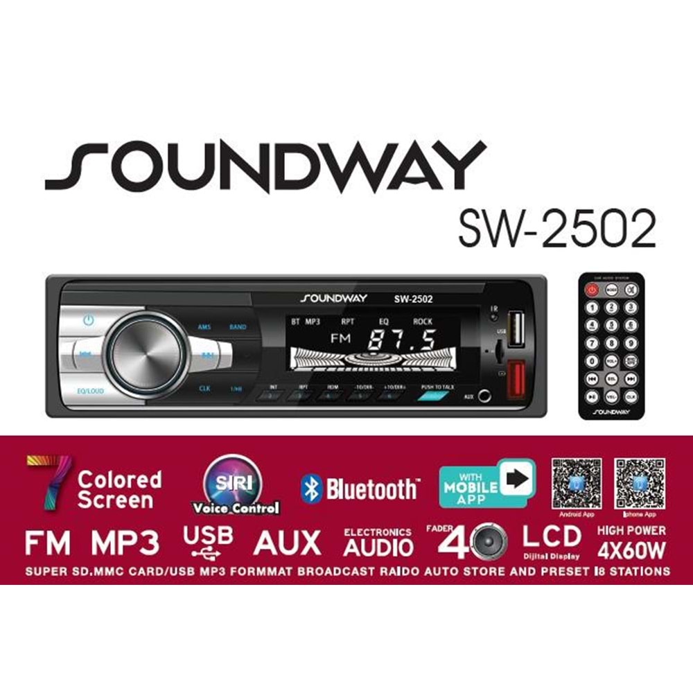 SOUNDWAY SW-2502 BLUETOTH OTO TEYP