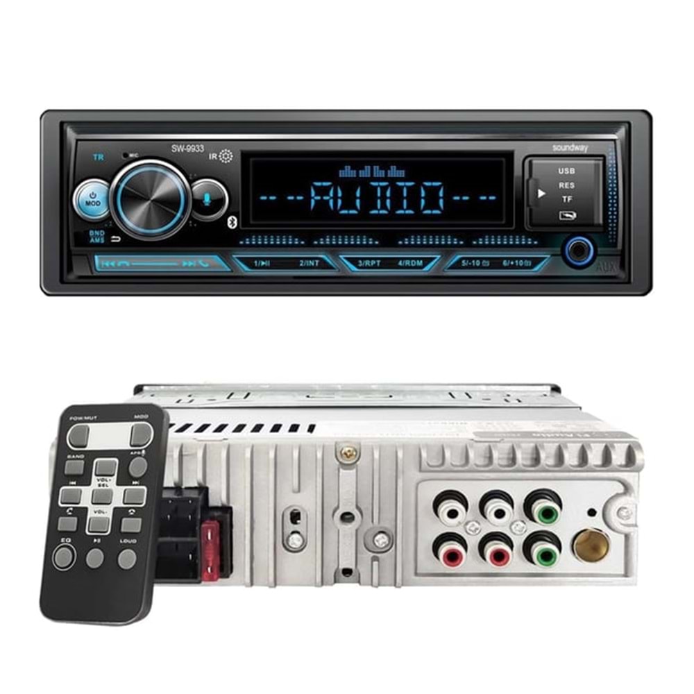SUNGATE-SOUNDWAY Sw-9933 Oto Teyp 4x60 Watt Bluetooth Mobil Aplikasyon Usb Type-c Sd Fm Aux