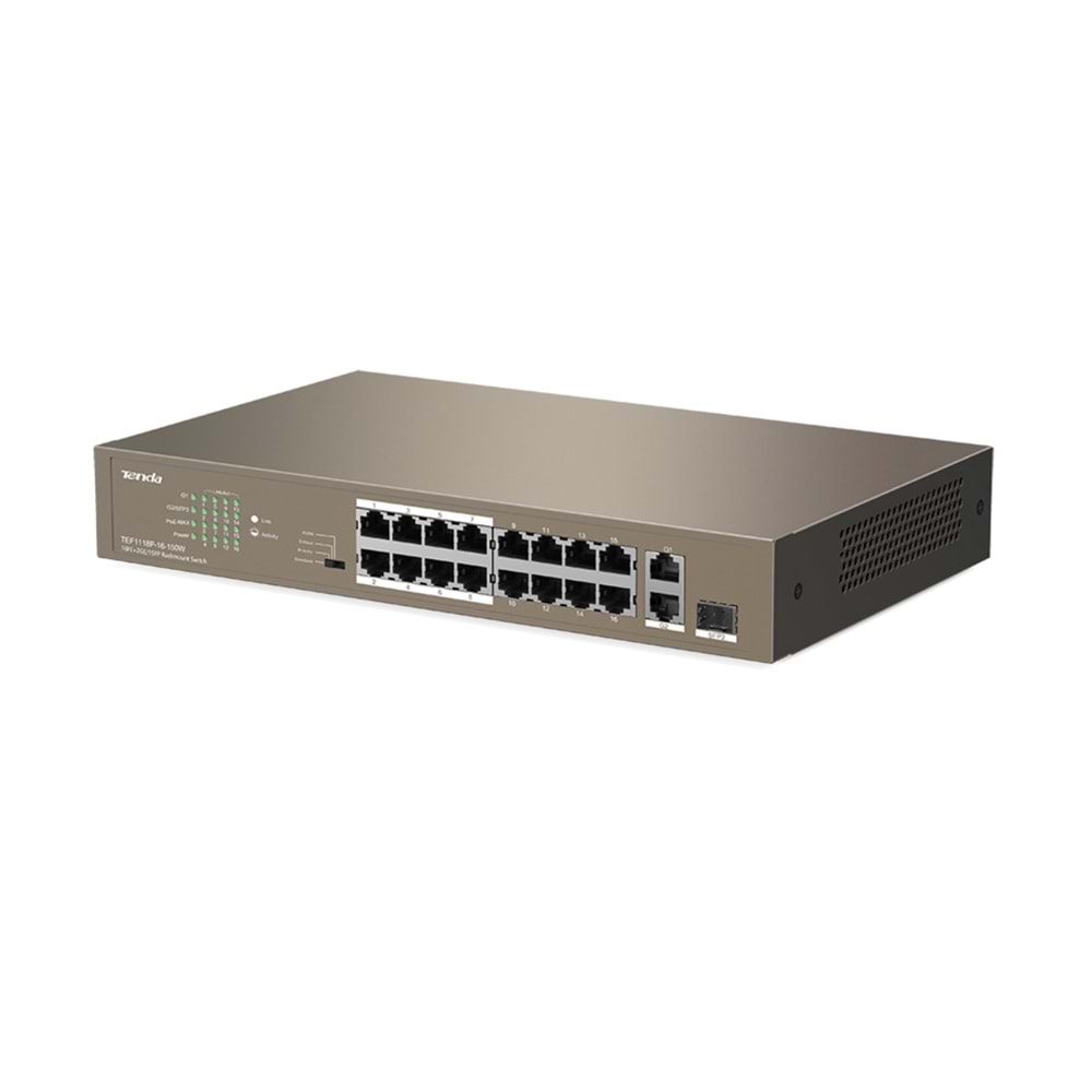 TENDA 16FE PoE Port (150W), 2GE Uplink, 1xCombo SFP Switch