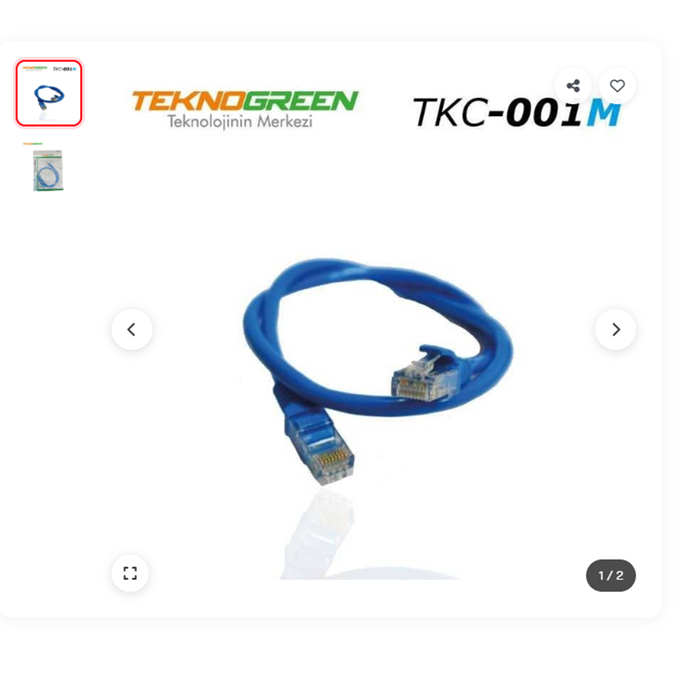 TEKNOGREEN 1 METRE CAT 6 KABLO MAVİ RENK