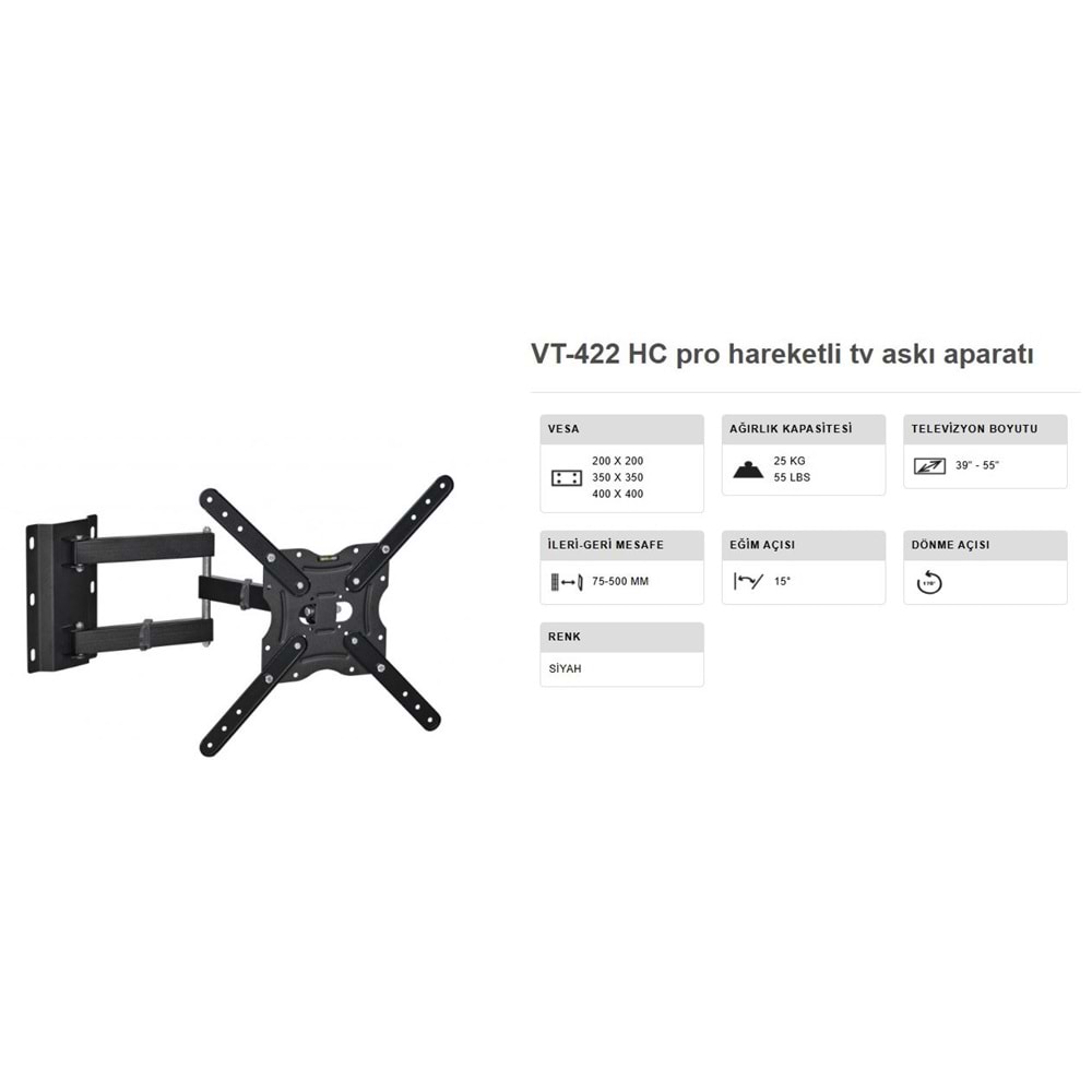 VONTECH 39 İNÇ -55 İNÇ HAREKETLİ TV ASKI APARATI KALİTEİ